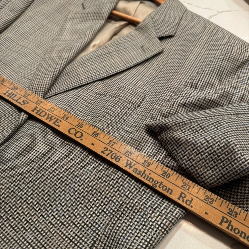 Lauren Ralph Lauren Silk Wool Houndstooth Sport Coat Blazer 42R Made in Canada